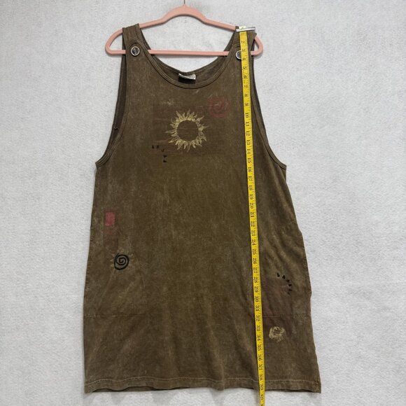 Liz & Jane Dress Womens Medium Large Brown Sun Print Sleeveless Boho Made USA - Picture 4 of 9